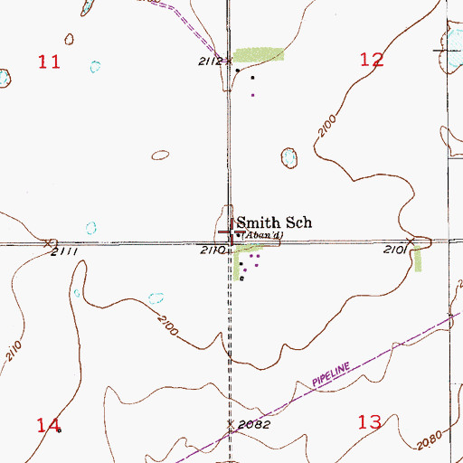 Topographic Map of Smith School (historical), MT