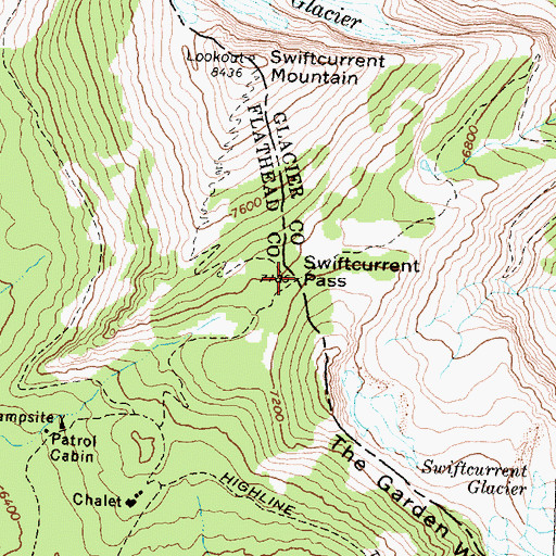 Topographic Map of Swiftcurrent Pass, MT