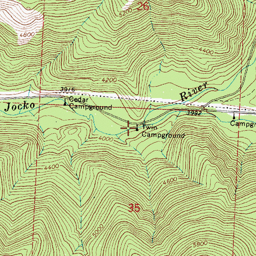 Topographic Map of Twin Campground, MT