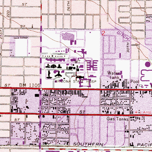 Topographic Map of Arizona State Hospital, AZ