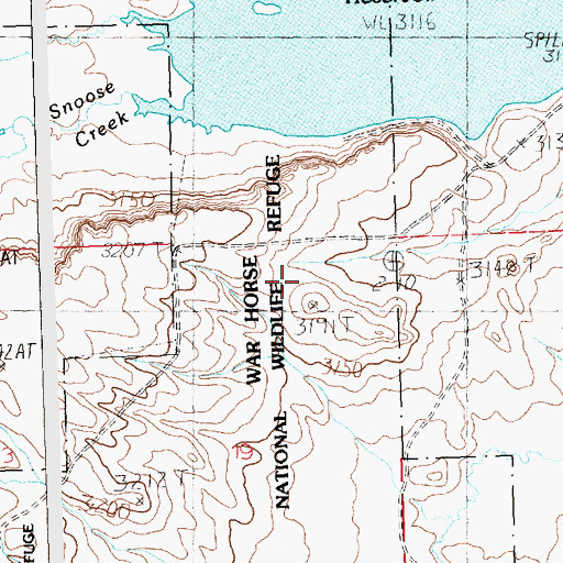 Topographic Map of War Horse National Wildlife Refuge, MT