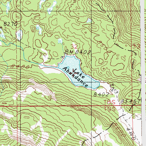 Topographic Map of Lake Abundance, MT