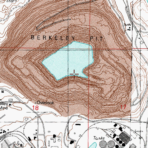 Topographic Map of Berkeley Pit, MT
