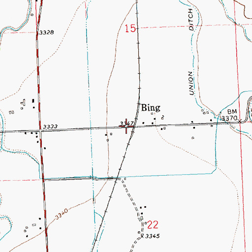Topographic Map of Bing, MT