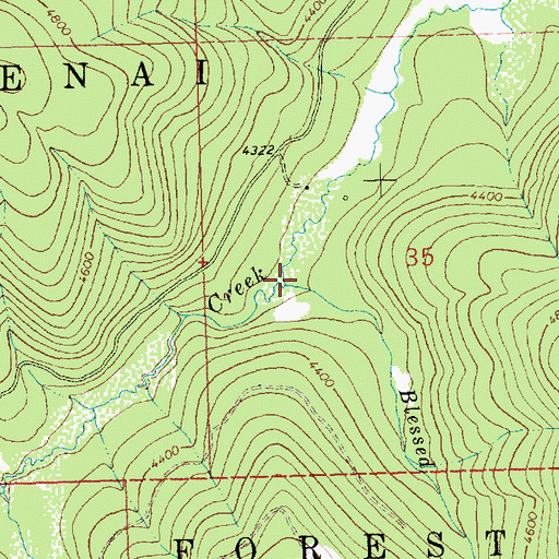 Topographic Map of Blessed Creek, MT