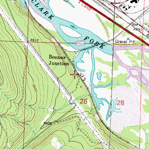 Topographic Map of Bonner Junction, MT