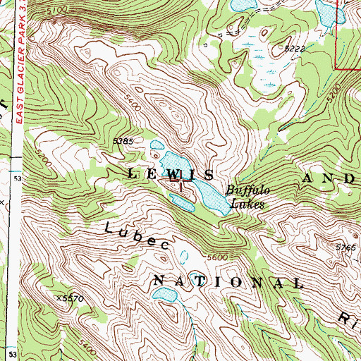 Topographic Map of Buffalo Lakes, MT