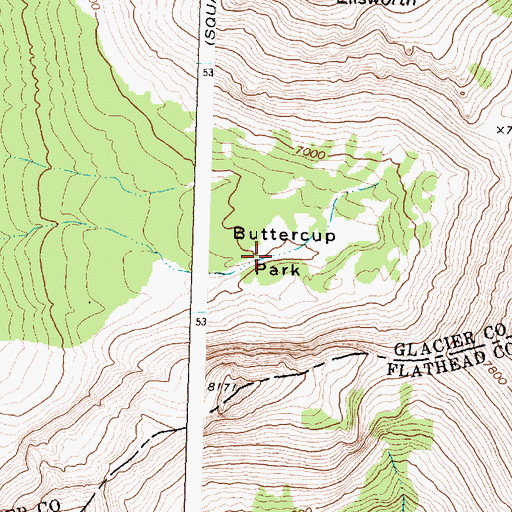 Topographic Map of Buttercup Park, MT