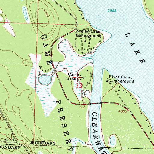 Topographic Map of Camp Paxson, MT