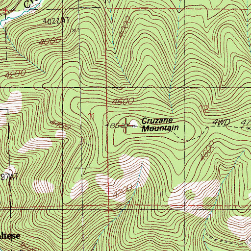Topographic Map of Cruzane Mountain, MT