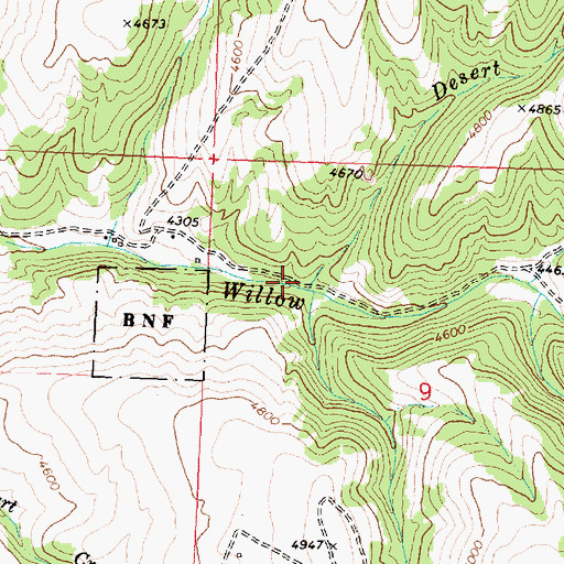 Topographic Map of Desert Creek, MT