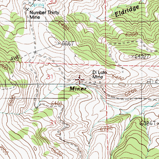 Topographic Map of Di Lulo Mine, MT