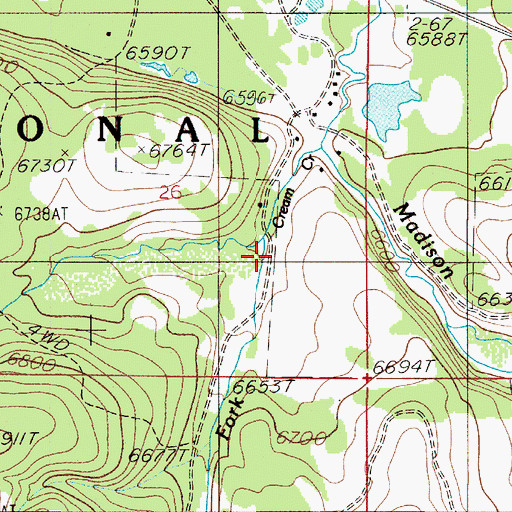 Topographic Map of East Fork Cream Creek, MT