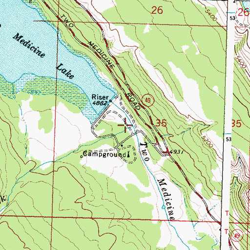Topographic Map of Fortymile Creek, MT