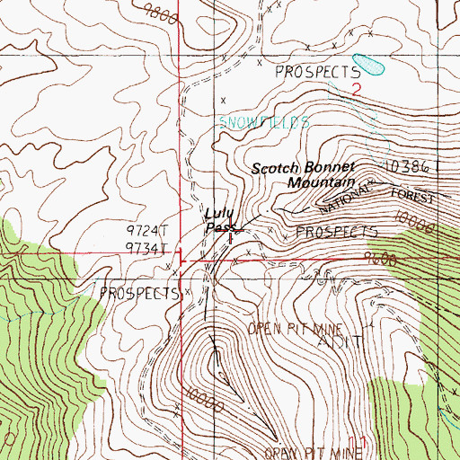 Topographic Map of Glengarry Mines, MT