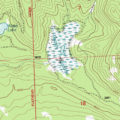 Topographic Map of Grants Meadow, MT