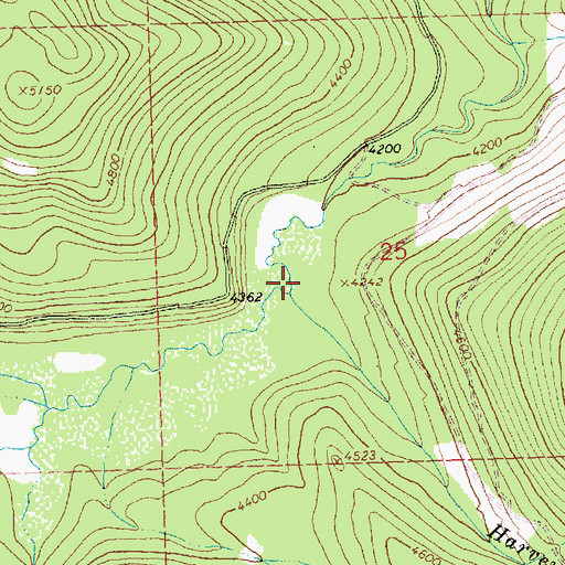 Topographic Map of Harvey Creek, MT