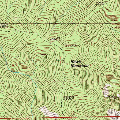 Topographic Map of Hawk Mountain, MT