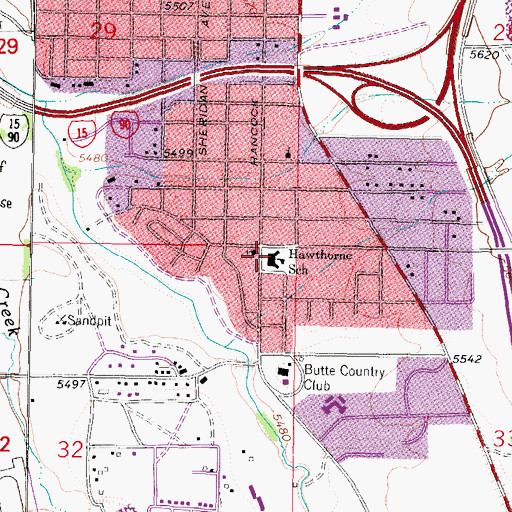 Topographic Map of Hawthorne School (historical), MT