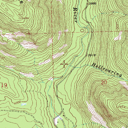 Topographic Map of Hellroaring Creek, MT