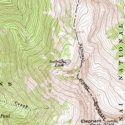 Topographic Map of Isabella Lake, MT