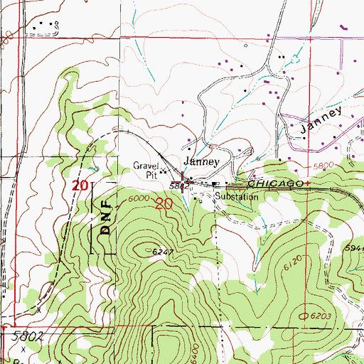 Topographic Map of Janney, MT