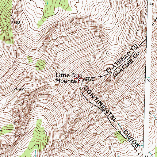 Topographic Map of Little Dog Mountain, MT