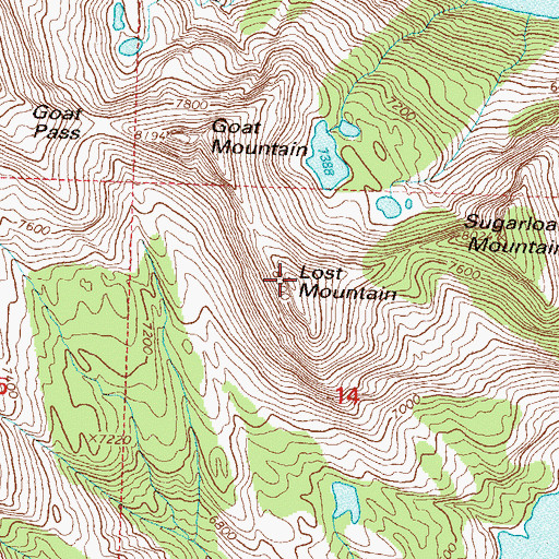 Topographic Map of Lost Mountain, MT