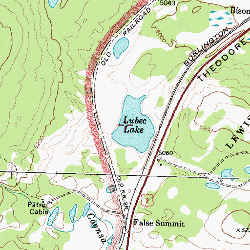 Topographic Map of Lubec Lake, MT