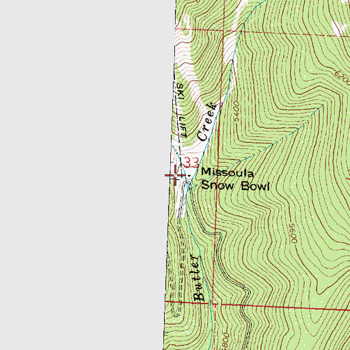 Topographic Map of Missoula Snow Bowl, MT