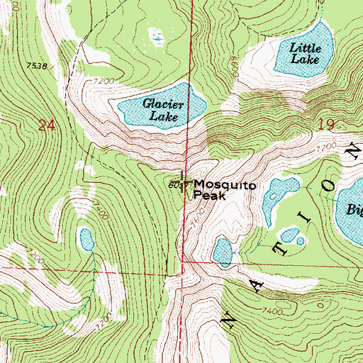 Topographic Map of Mosquito Peak, MT
