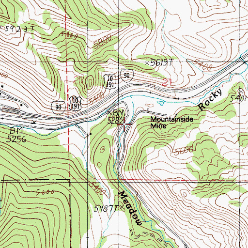 Topographic Map of Mountainside Mine, MT