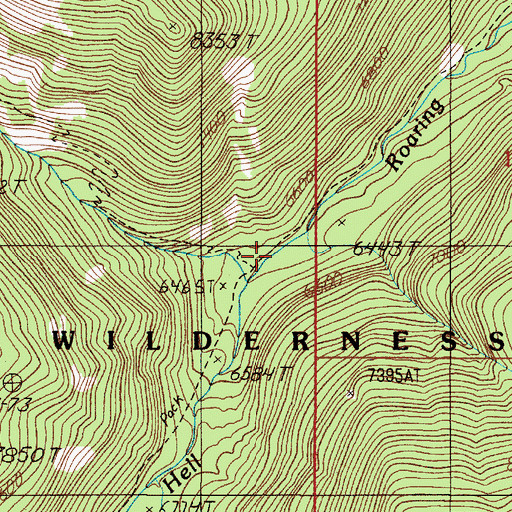 Topographic Map of North Fork Hell Roaring Creek, MT