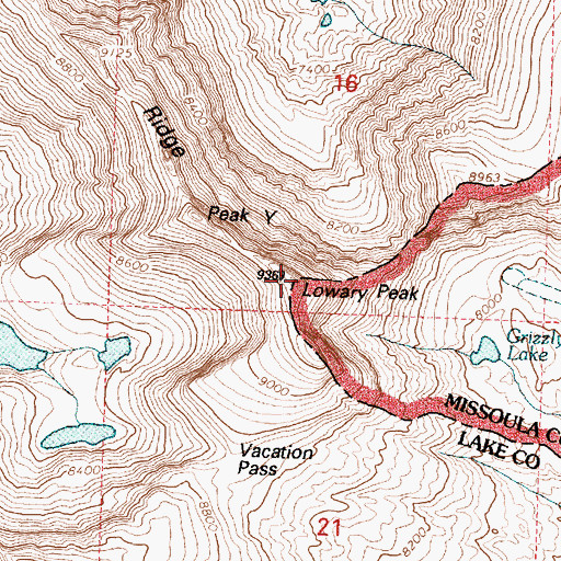 Topographic Map of Peak X, MT