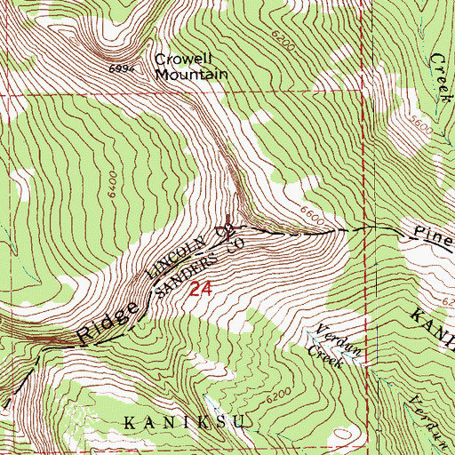 Topographic Map of Pine Ridge, MT