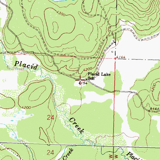 Topographic Map of Placid Lake School (historical), MT