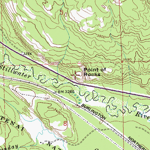 Topographic Map of Point of Rocks, MT