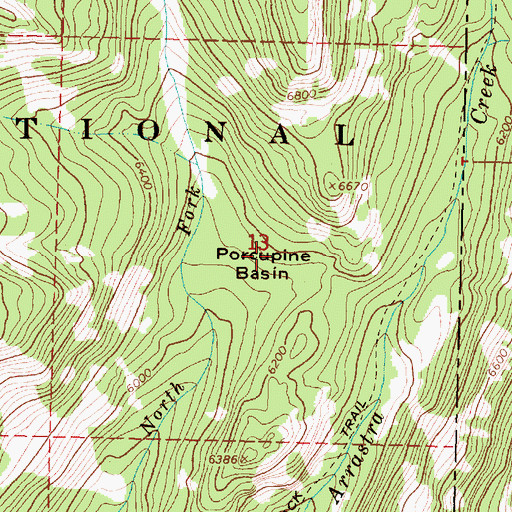 Topographic Map of Porcupine Basin, MT