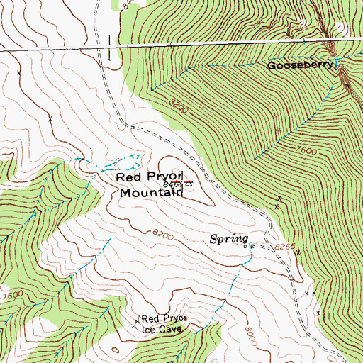 Topographic Map of Red Pryor Mountain, MT