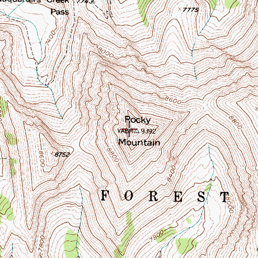 Topographic Map of Rocky Mountain, MT