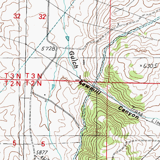 Topographic Map of Sawmill Canyon, MT