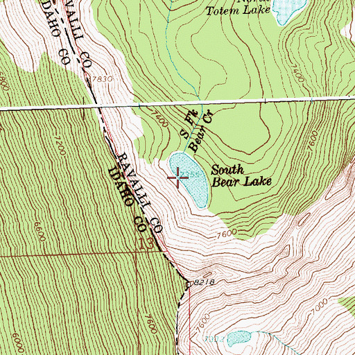 Topographic Map of South Bear Lake, MT