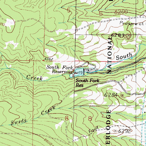 Topographic Map of South Fork Reservoir, MT