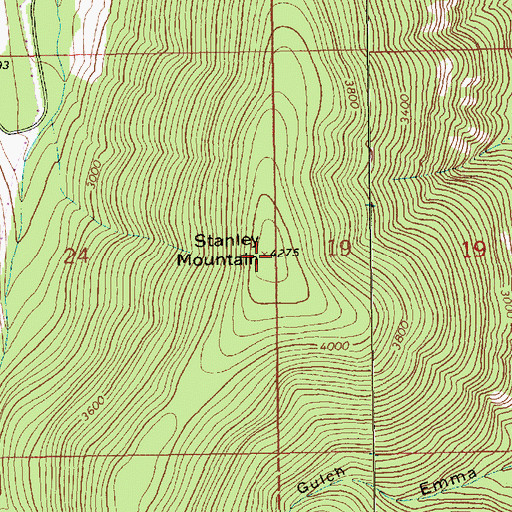 Topographic Map of Stanley Mountain, MT