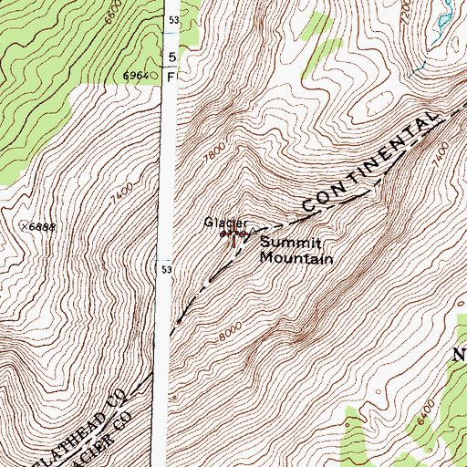 Topographic Map of Summit Mountain, MT