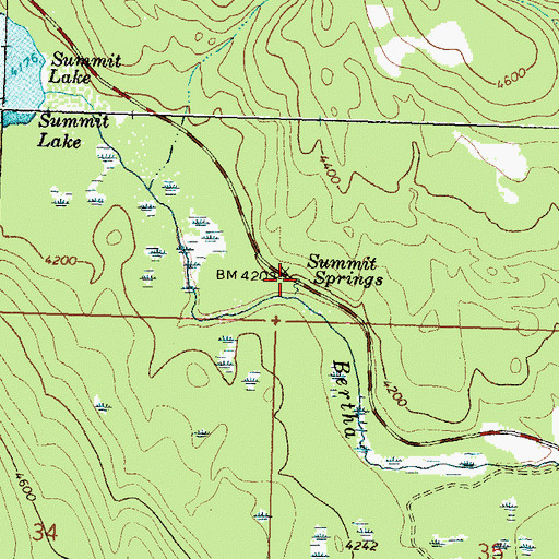 Topographic Map of Summit Springs, MT