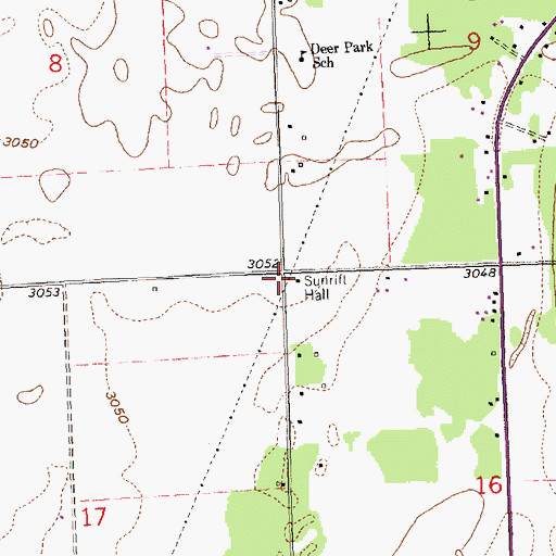 Topographic Map of Sunrift Hall, MT