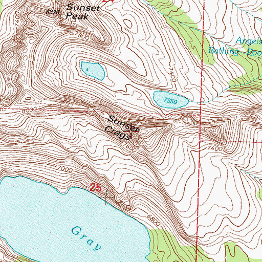Topographic Map of Sunset Crags, MT