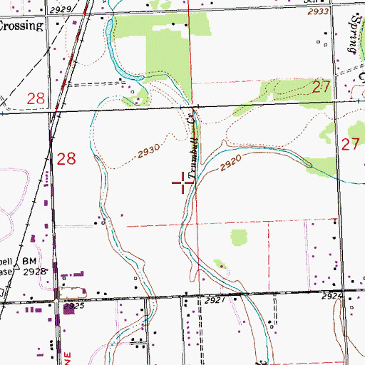 Topographic Map of Trumbull Creek, MT