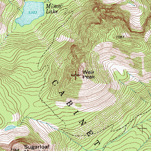 Topographic Map of Weir Peak, MT